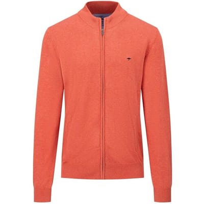 Fynch-Hatton Vest Cardigan Stand-Up Zip Superfine Cotton Orient Red / male