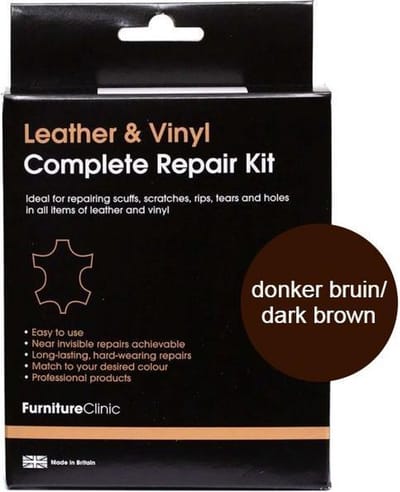 Compleet Lederen Reparatie Set - Kleur: Donker Bruin / Dark Brown - Kleine Beschadigingen Herstellen - Leer en Lederwaar - Complete Leather Repair Kit