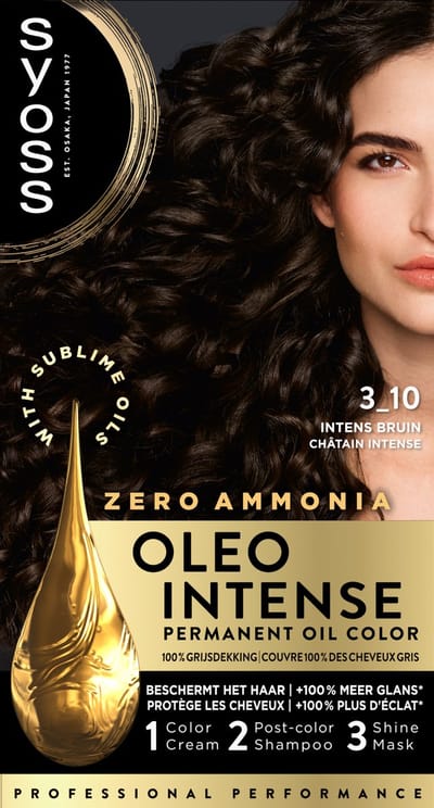 Syoss Oleo Intense 3-10 Haarverf - Intense Bruin - Permanente Haarkleuring - Ammoniakvrij - Met Voedende Oliën - 100% Grijsdekking - Langdurige Kleur - 1 stuk