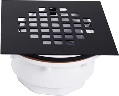 Douche Afvoer Rooster - Douche Putdeksel - Badkamer Renovatie - Vierkant Messing Rooster - 4-1/4 Inch - Mat Zwart