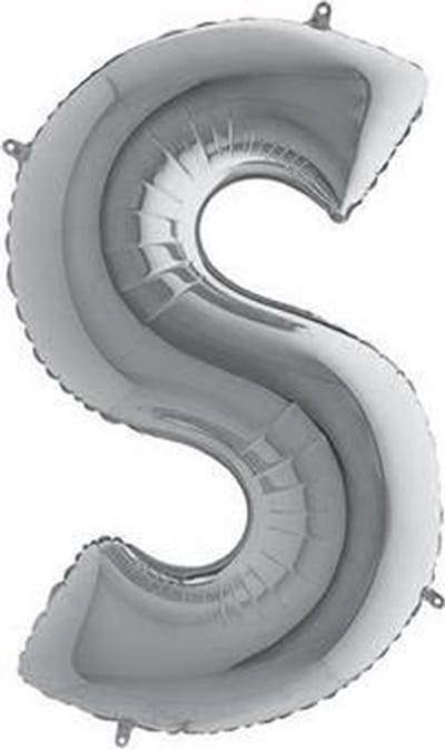 Folieballon letter S zilver (100cm)