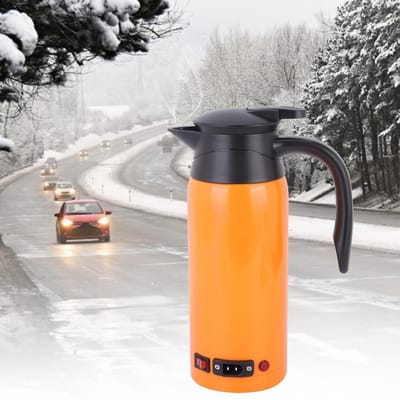 Bouilloire électrique portable grande capacité 800 ml 12 V 24 V, chauffe-eau pour camion et voiture, orange orange