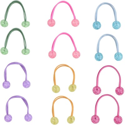 Dailygoods- Haarelastiekjes Multicolor - 12 Stuks - Paardenstaarthouders - Veelkleurige Ballen - Geschikt voor Meisjes/Vrouwen - Lichtgewicht Acryl - Haarbanden