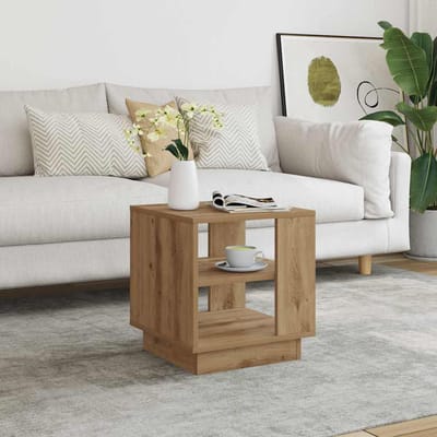 vidaXL - Salontafel - 40x40x43 - cm - bewerkt - hout - artisanaal - eikenkleurig