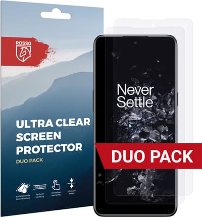 Rosso Screen Protector Ultra Clear Duo Pack Geschikt voor OnePlus 10T | TPU Folie | Case Friendly | 2 Stuks