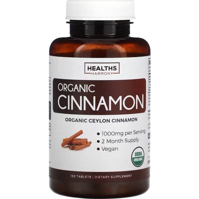 Healths Harmony, Biologische Ceylon Kaneel, 1.000 mg, 120 tabletten (500 mg per tablet)