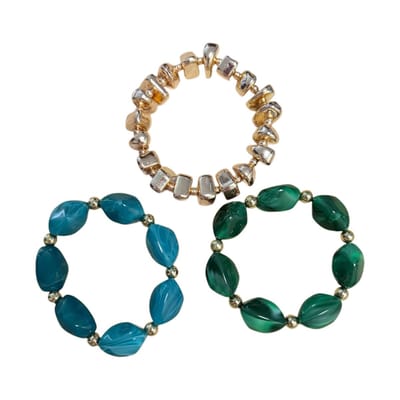 Gold Stones Armband - Petrol/Groen | Set van 3 stuks | Bijoux | Fashion Favorite