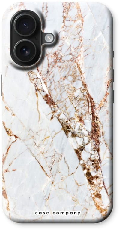 Case Company® - Hoesje geschikt voor iPhone 16 hoesje - Goud marmer - Tough Case - Maximale Bescherming alle Kanten en Schermrand