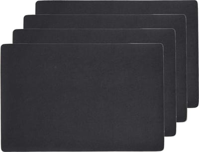 Zeller placemats lederlook - 4x - 45 x 30 cm - zwart - vegan leer - tafel onderleggers