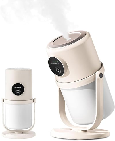 Luchtbevochtiger - 1 stuk - 280 ml - Slaapkamerbevochtiger - Ultrastil - USB-bevochtiger - Met timerfunctie en nachtlampje, geschikt voor kantoren, slaapkamers en kleine ruimtes, beige.