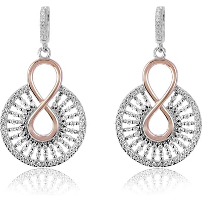 Orphelia 'Frida' Dames 925 Sterling Zilveren Dangle Oorbellen - Zilver/Roze ZO-7437