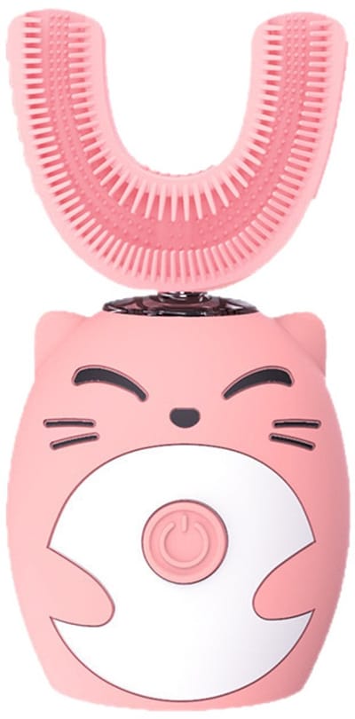 Kinder Sonic Tandenborstel IPX7 Waterdicht U-vormige Slimme Tandenborstel Oplaadbaar - Roze - 2-7 Jaar