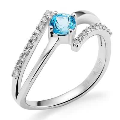 Orphelia RD-3259/50 - Ring - 18 Karaat Witgoud - Diamant 0.15 ct / Topaas 0.50 ct