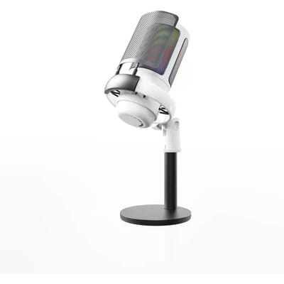 Professionele studiomicrofoon ME6S, geschikt voor pc-streaming, gamestreaming, netwerkvideo, zangopnames en game-opnames. Bestand tegen spatwater. wit