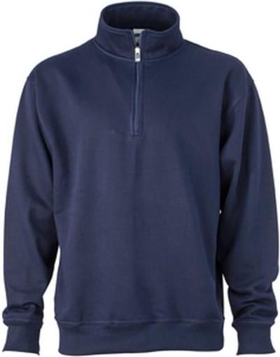 James and Nicholson Uniseks werkkleding Half Ritssweatshirt (Marine)