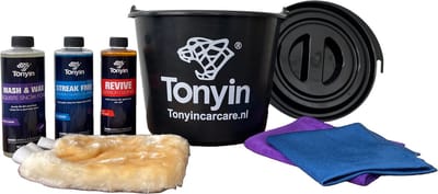 TONYIN | Wasemmer | Interieur reiniger, glas reiniger, shampoo & wax | Washandschoen | Glasdoek | Interieurdoek | Cadeau man | Kerstcadeau | Cadeau