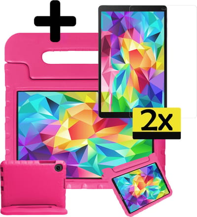 Hoes - Geschikt voor Samsung Galaxy Tab A 10.1 (2019) - Met 2x Screenprotector - Kinderhoes Shockproof Bumper - Kidsproof Case - Tablet Hoesje - Kinder Cover - Roze