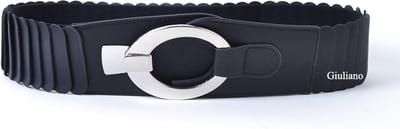 Giuliano Elastische Riem - zwart/zilver - made in Italy - Dames - Elastische Tailleriem