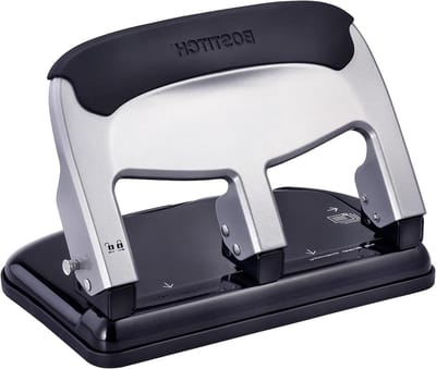 Bostitch Office EZ Squeeze Heavy Duty 3-gaats pons, capaciteit 40 vel, minder kracht gebruiken, perfect voor thuiskantoor, schoolbenodigdheden, slank ontwerp, zilver