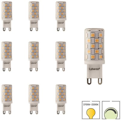 Lybardo - G9 ledlamp - 10-pack - 4W Dimbaar - Dim to Warm 2200K-2700K - 330 lumen - Vervangt 30W - 18,2 mm x 49,2 mm