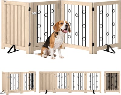 Pawhut Huisdierenhek-MDF, Staal-205L x 30,5B x 70H cm-Eik