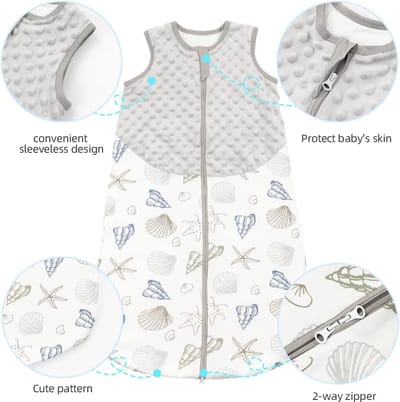 Baby Slaapzak, 1.5 TOG Mouwloze Slaapzak voor Zuigeling met 2-Way Rits Winter Draagbare Wikkeldeken Pasgeboren Baby Cadeau, Grijs, L(12-24 maanden)