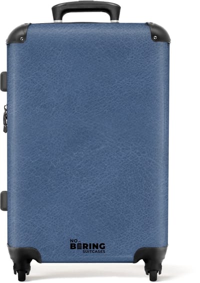 NoBoringSuitcases.com - Grote koffer - Lederen look blauw - Kinderkoffer geschikt voor jongen en meisjes - Reiskoffer met 4 wielen - Trolley op wieltjes - Rolkoffer groot kinderen - 72 liter - Ruimbagage valies 20kg