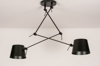 Lumidora Hanglamp 74291 - CANNES - 2 Lichts - E27 - Zwart - Metaal