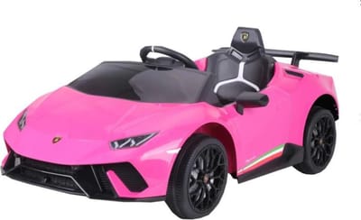 Lamborghini Huracán LP640 Performanté 12V Elektrische kinderauto | Accu Auto voor kinderen met Rubberen banden, Leren zitje en Bluetooth (Roze)