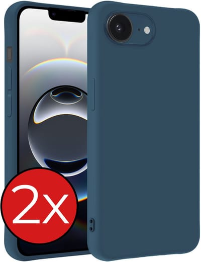 Hoesje - 2 Stuks - Geschikt voor Apple iPhone 16e / 17e - Sterk & Shockproof - Telefoonhoes - Back Cover - Case Siliconen - Telefoon Hoes - Donkerblauw
