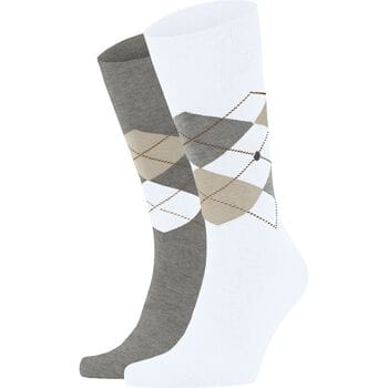 Burlington Everyday Argyle 2-Pack gedessineerd katoen sokken heren grijs - maat 40-46