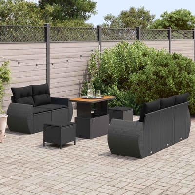 vidaXL - Tuinbank - Set - 8 - st - 5-Aantal - zitplaatsen - Zwart - poly - rattan