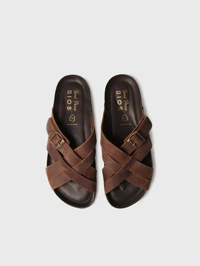 Leren herensandalen met gekruiste bandjes | GALATSI-PE