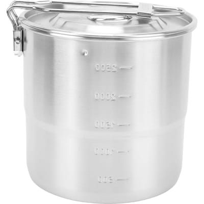 Camping Kookpot 304 Roestvrij Staal Draagbare Metalen Rijstkoker Camping Kookgerei voor Buiten Wandelen Handle type white