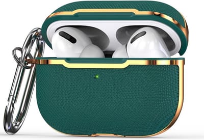 AirPods hoesjes van By Qubix - AirPods Pro / AirPods Pro 2 hoesje - Hardcase - Plated series - Groen + goud Airpods Pro Case Hoesje voor Airpods pro