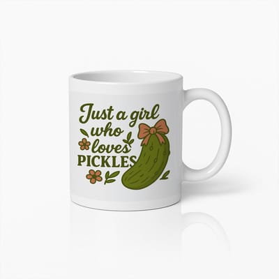 Grappige "Just a Girl Who Loves Pickles" Mok – Schattige Augurken Liefhebber Koffiebeker Cadeau