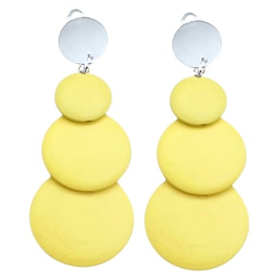 Clip oorbellen -geel -hout- Pixi- geen gaatje- Lang- Charme Bijoux