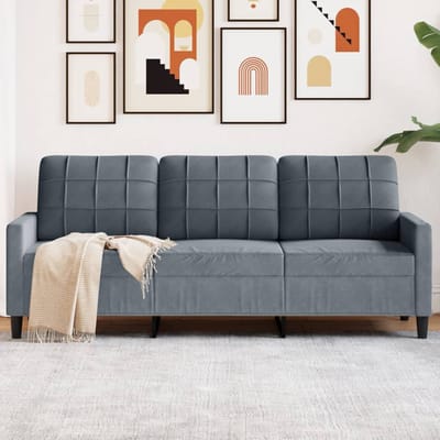 Vidaxl Bank 3-zits, Donkergrijs, 180 Cm, Bekleed met Fluweel