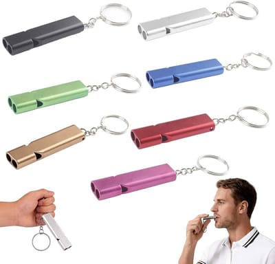 Set van 7 Noodfluitjes met Dubbele Buis - Veiligheidsfluitjes voor Buitenactiviteiten, Kamperen, Wandelen en Hondentraining - 120dB, Duurzaam en Waterdicht