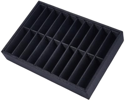 Dailygoods- Sieraden Dienblad 20 Compartimenten - Fluwelen Organizer - Houten Basis - Armband Display - Zwart - Duurzaam en Stabiliteit