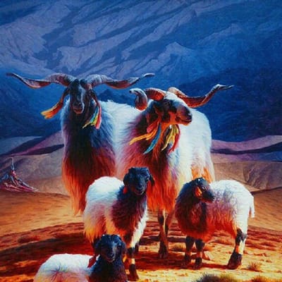 Peinture diamant à faire soi-même, famille de chèvres, animaux des hautes terres, broderie, point de croix 30x30CM brown