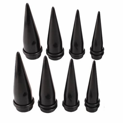 8 Delige Taper Stretcher set- Zwart- Acryl- 14-16-18-20 mm - Charme Bijoux
