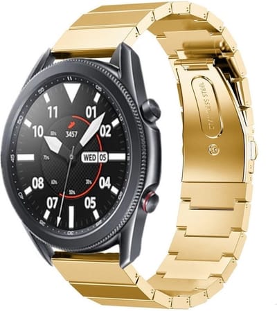 Strap-it Luxe metalen bandje - geschikt voor Samsung Galaxy Watch 3 45mm / Galaxy Watch 1 46mm / Gear S3 Classic & Frontier - goud