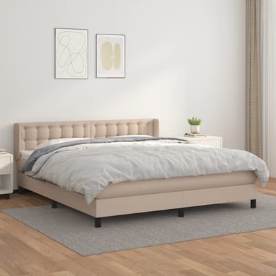vidaXL - Boxspring - met - matras - kunstleer - cappuccinokleurig - 180x200 - cm