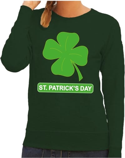 St. Patricksday klavertje sweater groen dames - St Patrick's day kleding XS