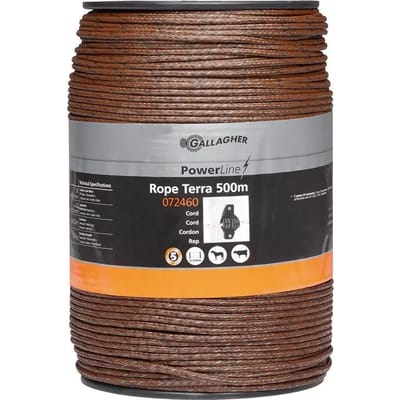 Gallagher PowerLine Cord Terra (500m) - Voor robuuste stroomgeleiding in terra kleur
