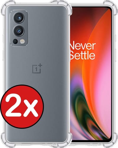 Hoesje - 2 Stuks - Geschikt voor OnePlus Nord 2 - Sterk & Shockproof - Back Cover - Siliconen Case - Telefoon Hoes Shock Proof - Telefoonhoes - Transparant