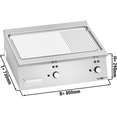 GGM Gastro Elektro Bratplatte - 9,6 kW - Glatt & Gerillt Zilver
