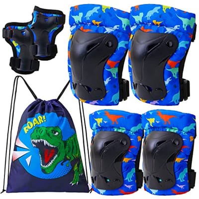 Dinosaur Kinderbeschermers Set - 7 in 1 Knie-, Elleboog- en Polsbeschermers voor Jongens - Perfect voor Skaten en Fietsen