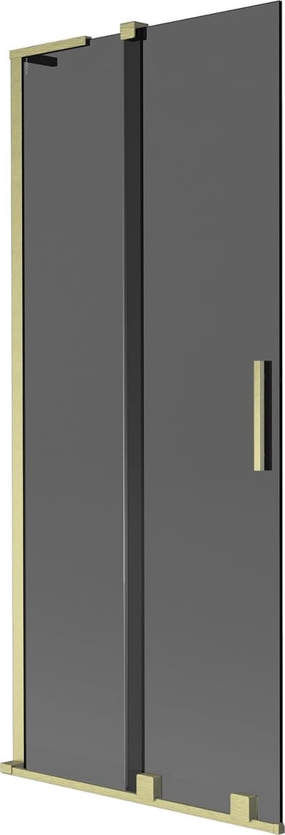Mexen Velar L badwand scherm 2-delig schuifbaar 80 x 150 , grafiet, goud geborsteld - 896-080-003-41-55